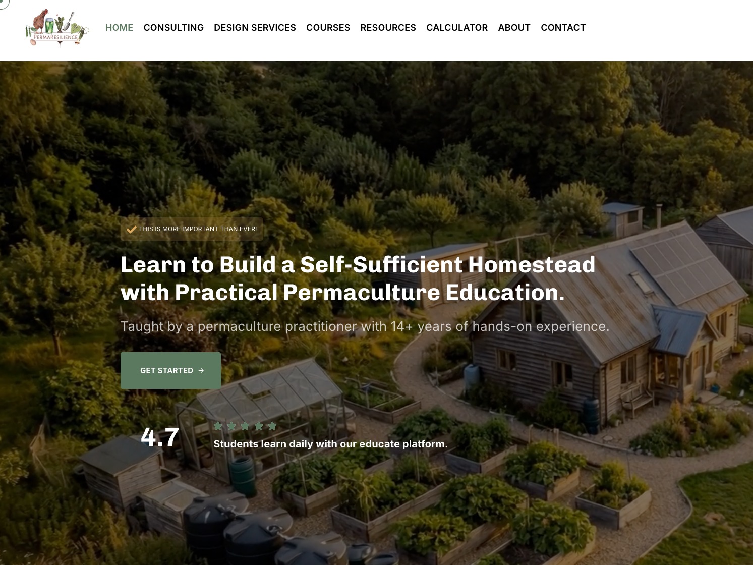 A self-sufficient homestead with gardens and a solar-powered home