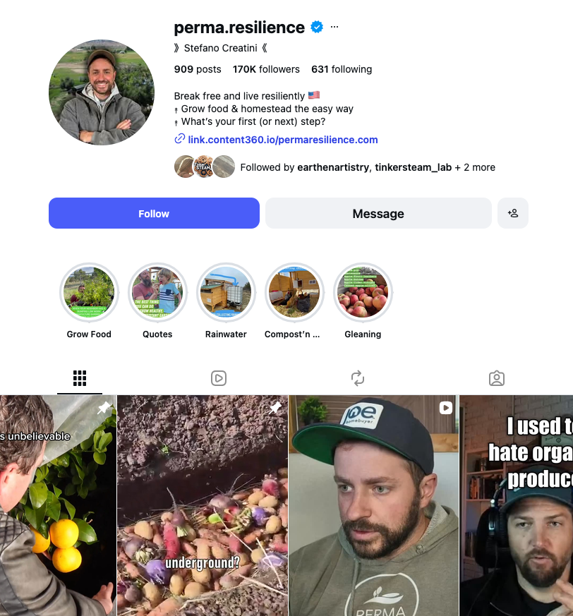 PermaResilience Instagram profile