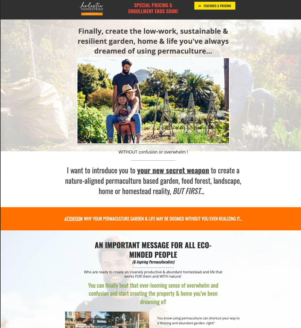 PermaResilience educational offer page