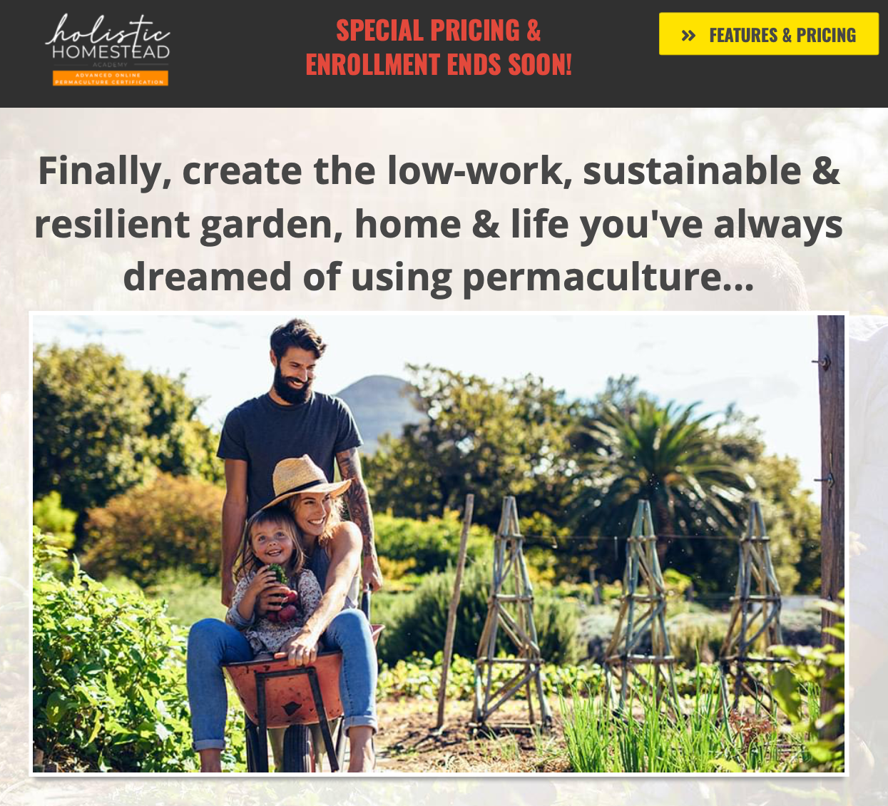 Holistic Homestead Academy sales page